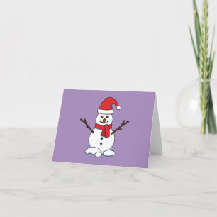 Tarjeta Muñeco de nieve con gorro rojo y bufanda