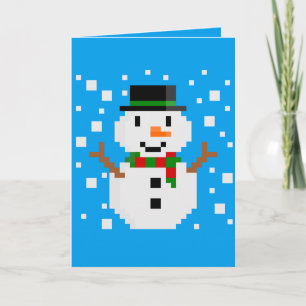 Tarjeta Muñeco de nieve de arte de píxeles