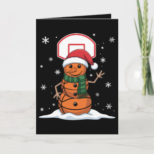 Tarjeta Muñeco de nieve de baloncesto sombrero de Santa Na