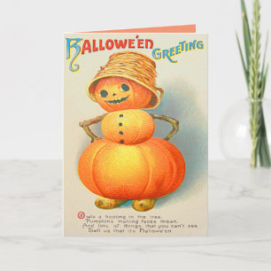 Tarjeta Muñeco de nieve de calabaza Jack O' Lantern