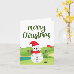 Tarjeta Muñeco de nieve de golf para golfista Feliz Navida