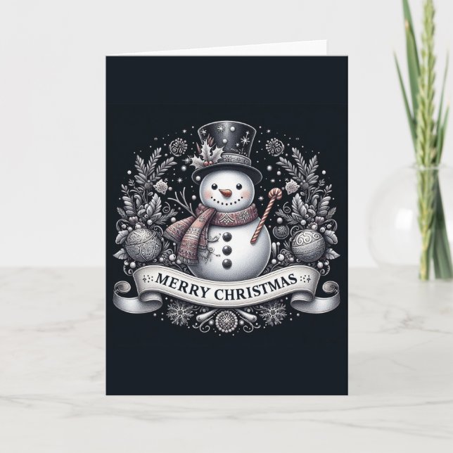 Tarjeta Muñeco de nieve de Navidad (Anverso)