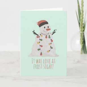 Tarjeta Muñeco de Nieve de Navidad Chiste: Amor a Primera 