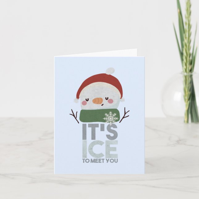 Tarjeta Muñeco de Nieve de Navidad: Es un placer conocerte (Anverso)