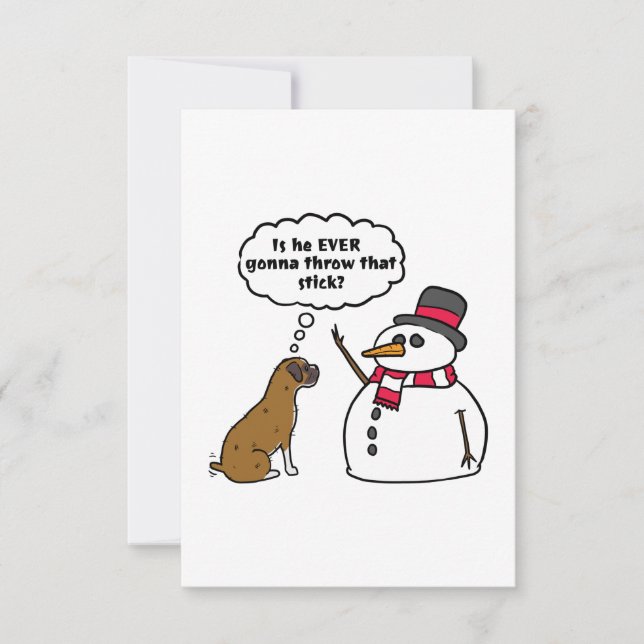 Tarjeta Muñeco de nieve de perro Boxer Navidad (Anverso)
