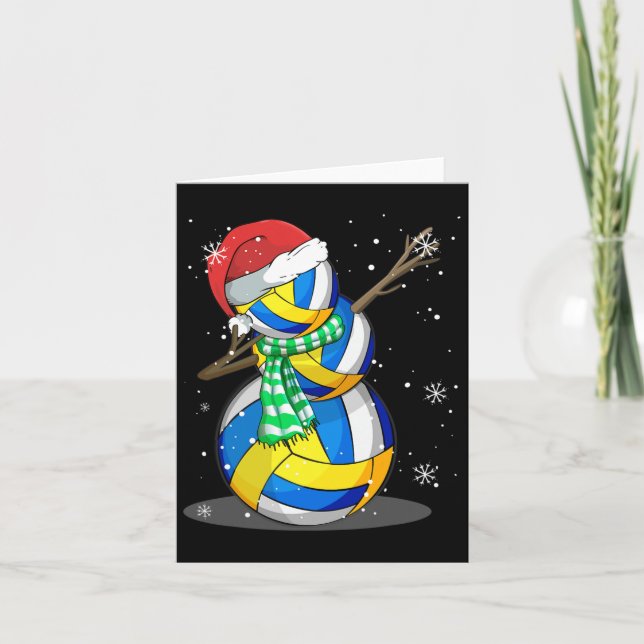 Tarjeta Muñeco de nieve de voleibol haciendo dabbing regal (Anverso)