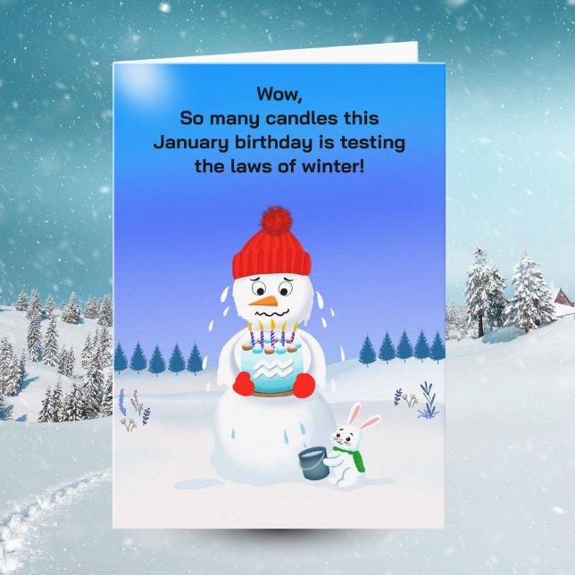 Tarjeta Muñeco de nieve derretido Cumpleaños de enero Acua (Subido por el creador)