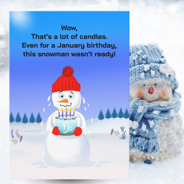 Tarjeta Muñeco de nieve derretido Cumpleaños de enero Capr (Subido por el creador)