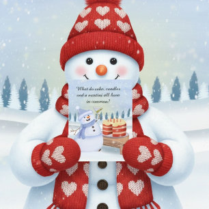 Tarjeta Muñeco de Nieve Divertido Celebrando un Cumpleaños