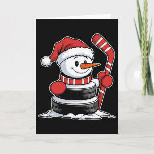 Tarjeta Muñeco de nieve divertido de hockey sobre hielo so