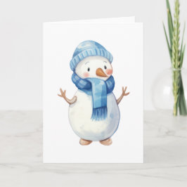 Tarjeta Muñeco de nieve en acuarela adorable