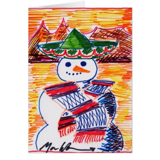 Tarjeta Muñeco de nieve en México en rotura del navidad
