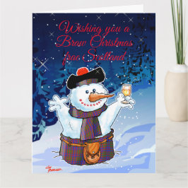 Tarjeta Muñeco de nieve escocés festivo