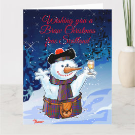 Tarjeta Muñeco de nieve escocés festivo