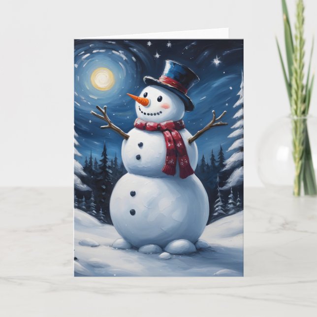 Tarjeta Muñeco de nieve feliz navidad (Anverso)