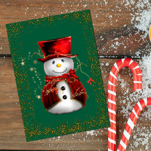 Tarjeta Muñeco de Nieve Festivo Brillante Navidad 