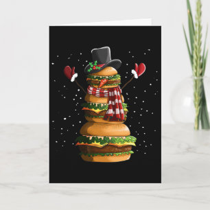 Tarjeta Muñeco de nieve hecho de hamburguesas Cheeseburger