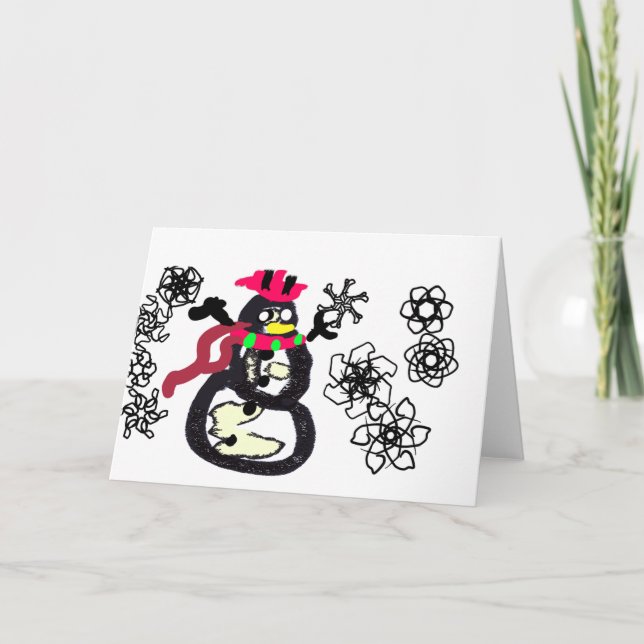 Tarjeta Muñeco de nieve invierno  (Anverso)