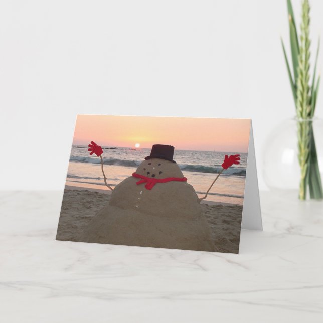 Tarjeta Muñeco de nieve tropical (Anverso)