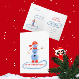 Tarjeta Muñeco de nieve volador