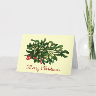 TARJETA MUÑECOS DE MUÉRDAGO DE NAVIDAD CON LAZO ROJO