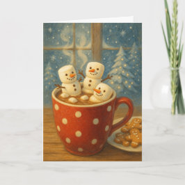 Tarjeta Muñecos de Nieve de Cacao Acogedores