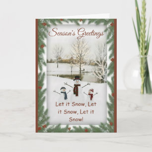 Tarjeta Muñecos de nieve encantadores paisaje invernal ser