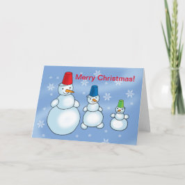Tarjeta Muñecos de nieve felices te desean una feliz navid