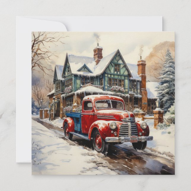 Tarjeta Municipio de Vintage Winter Navidades (Anverso)