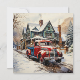 Tarjeta Municipio de Vintage Winter Navidades