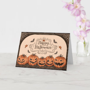 Tarjeta Murciélago de Calabaza Espeluznante Feliz Hallowee