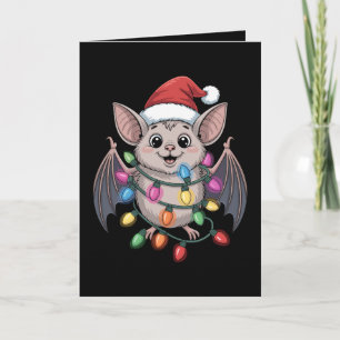 Tarjeta Murciélago de Navidad Sombrero de Santa Luces Anim