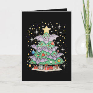 Tarjeta Murciélago Pájaro Árbol de Navidad Luces de Navida