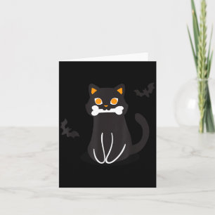 Tarjeta Murciélagos de hueso de gato negro Halloween