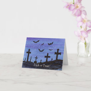 Tarjeta Murciélagos en el cementerio