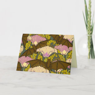 Tarjeta Murciélagos y Flores Art Nouveau