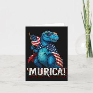 Tarjeta Murica T Rex Dinosaur 4 De Julio Bandera Estadouni