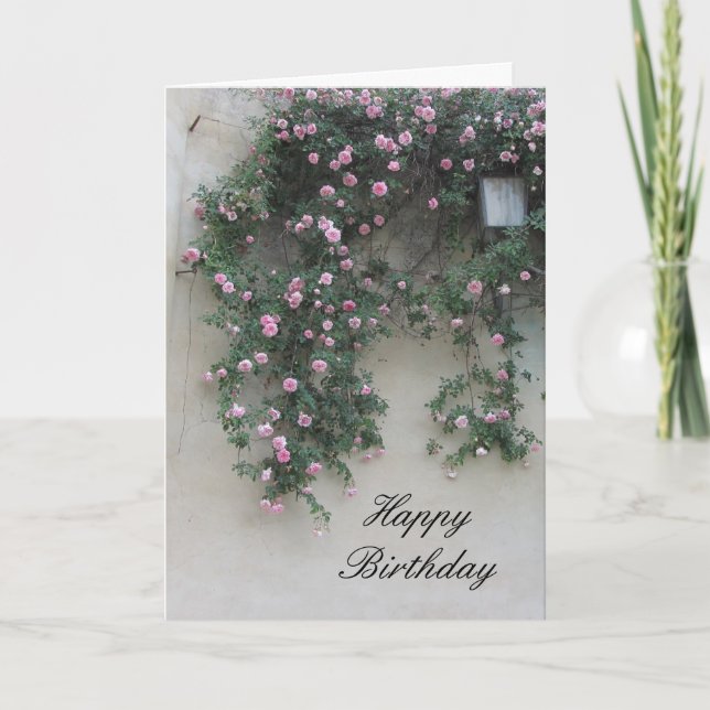 Tarjeta Muro de Rosas Rosadas (Anverso)