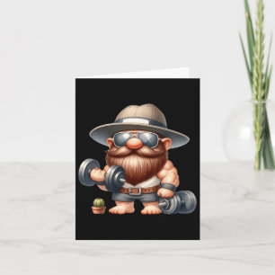 Tarjeta Muscleman Gnome Con Dumbbels Funny Fitness Worki