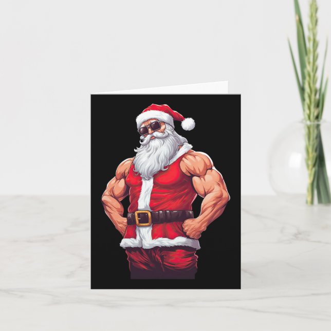 Tarjeta Muscular Santa Claus Bodybuilding Gym Chris (Anverso)