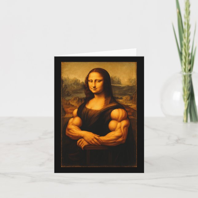 Tarjeta Músculo Mona Lisa Bodybuilder Halterofilia Gym Y (Anverso)