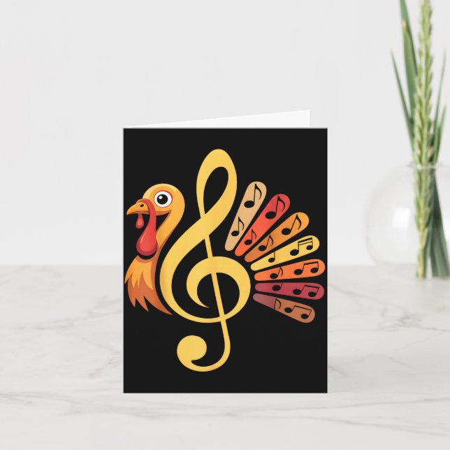 Tarjeta Music Note Symbol Turkey Teacher Fall Thanksgiving (Anverso)