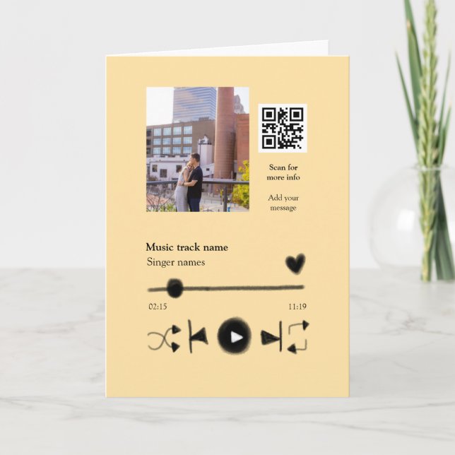 Tarjeta Music player personalized couple love q r code tex (Anverso)
