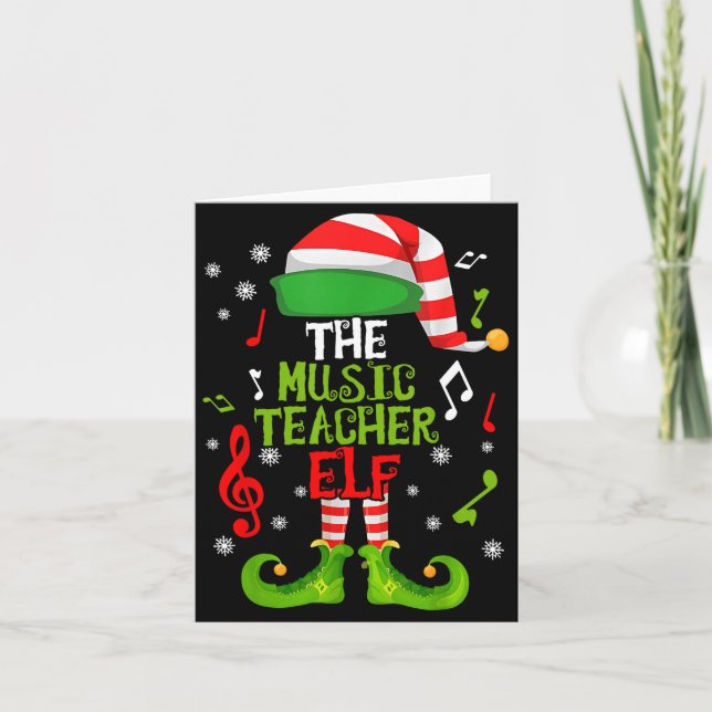 Tarjeta Music Teacher Elf Christmas Family Matching Xmas G (Anverso)