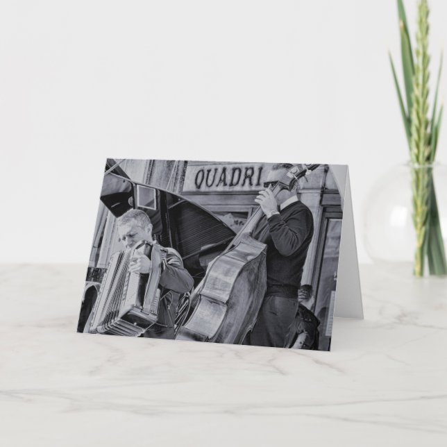 Tarjeta Música de acordeón polka en blanco (Anverso)