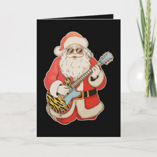 Tarjeta Música de Rock Jazz de Guitarra de Santa Navidad X