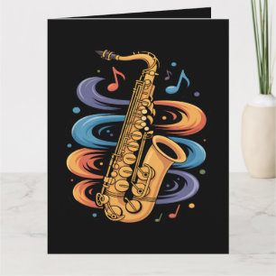 Tarjeta Música de Saxofón Colorida Flujo Instrumento de Ja