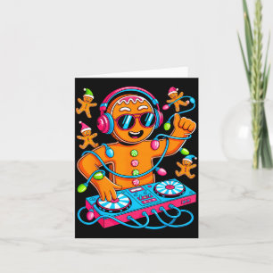 Tarjeta Música Retro de Navidad Casa Pan de Jengibre Dj Te