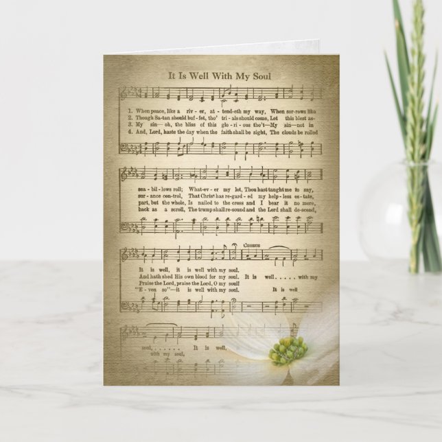 Tarjeta música y flor del himno antiguo de sepia por simpa (Anverso)