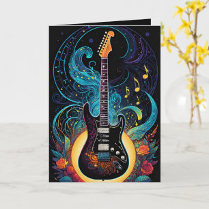 Tarjeta Música Y Rosas Guitarra Eléctrica Blank